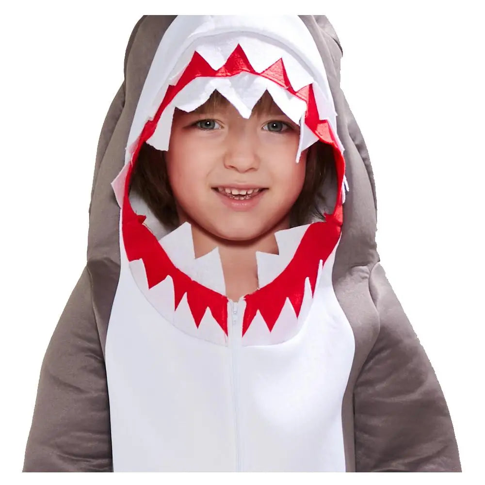 Boy Cute Shark Hooded Jumpsuits Boys Girls Halloween Animals Cosplay Costume Carnival Easter Purim Fancy Dress