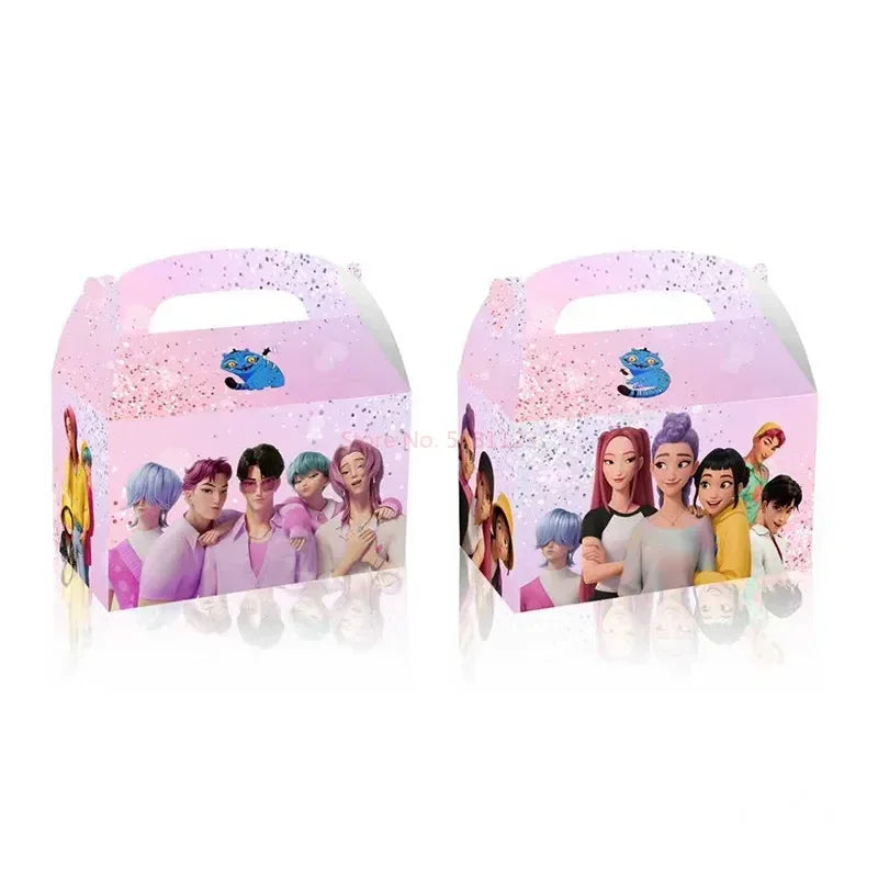 Kpop Demon 12/24/36pcs Set Hunters Saja Jongens Figuren Geschenkdoos Cartoon Draagbare Snoep Popcorn doos Verjaardagsfeestje Decoratie Cadeau