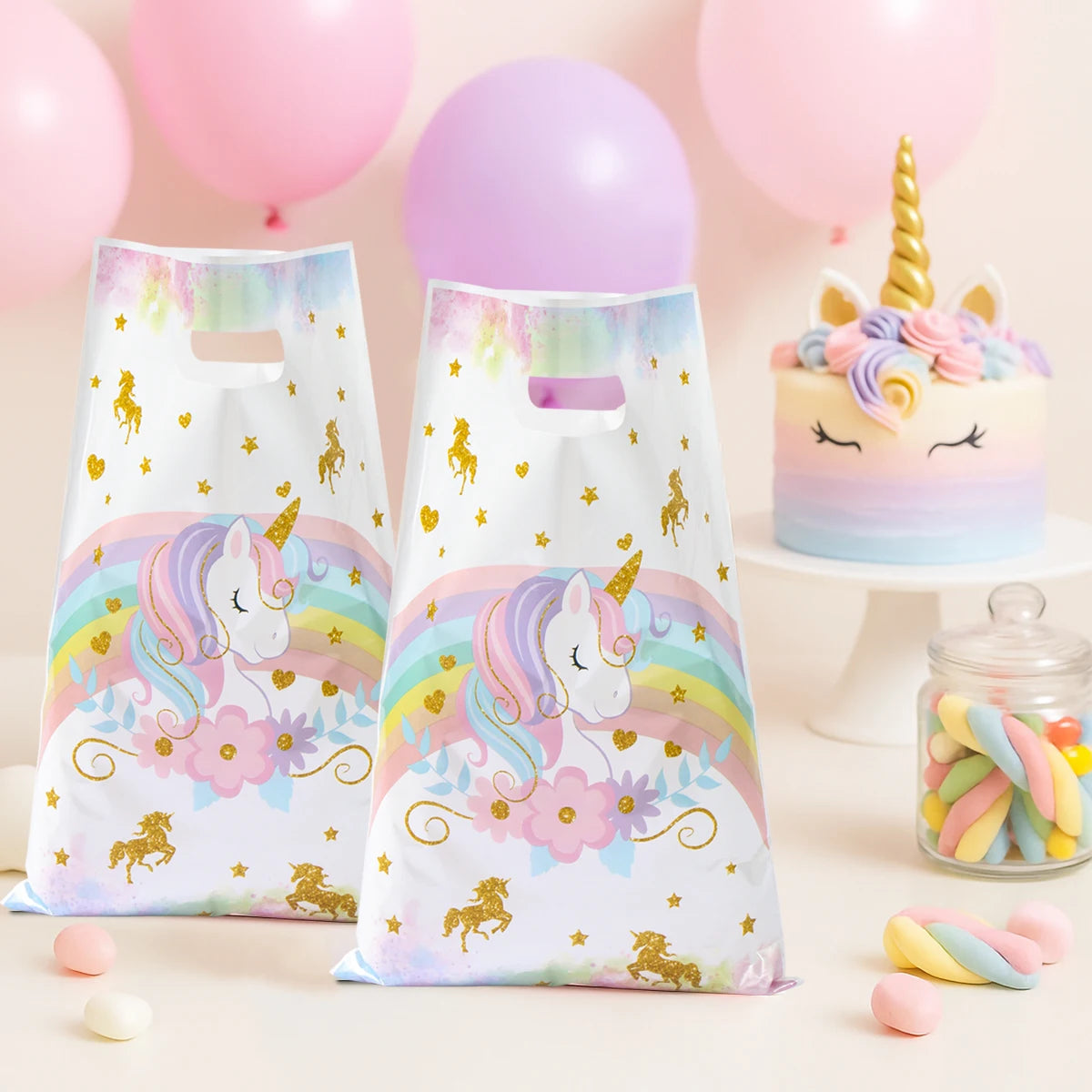 10/25/50pcs Handbag Candy Bags Unicorn Birthday Party Decor Kids Gift Packing Bag 1st Birthday Baby Shower Girl Party Supplies