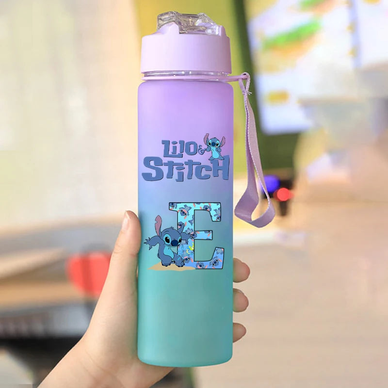 750ml Lilo & Stitch Gradiënt Waterbeker voor Mannen Vrouwen Cartoon Letter Gedrukt Cups Studenten Draagbare Mode Waterfles Geschenken