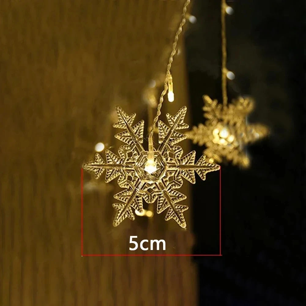 3.5M Christmas Light Led Snowflake Curtain Icicle Fairy String Lights Outdoor Garland for Home Party Garden New Year Decoration