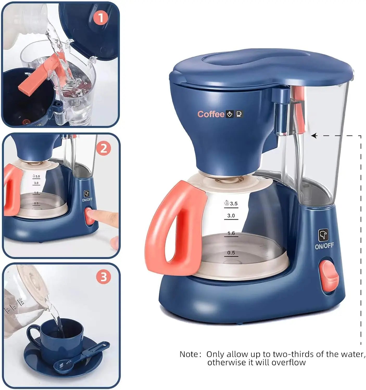 Pretend Play Toys for Kids, Pretend Play Kitchen Appliances Toy Set with Coffee Maker Machine,Mixer and Toaster Sound and Light