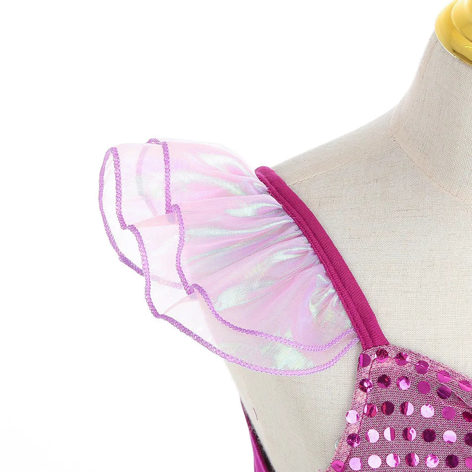 Girls Cosplay Disney Little Mermaid Ariel Prom Princess Costumes Kids Summer Casual Dress Halloween Birthday Party Dress Up 2025