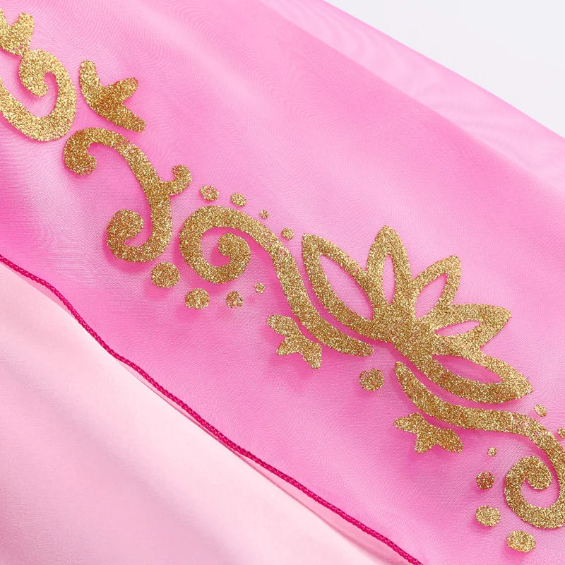 Disney Rapunzel Prinses Jurk Meisje Paars Bladerdeeg Mouw Cosplay Tangled Kostuum Halloween Vestido Kids Verjaardag Baljurk Kleding