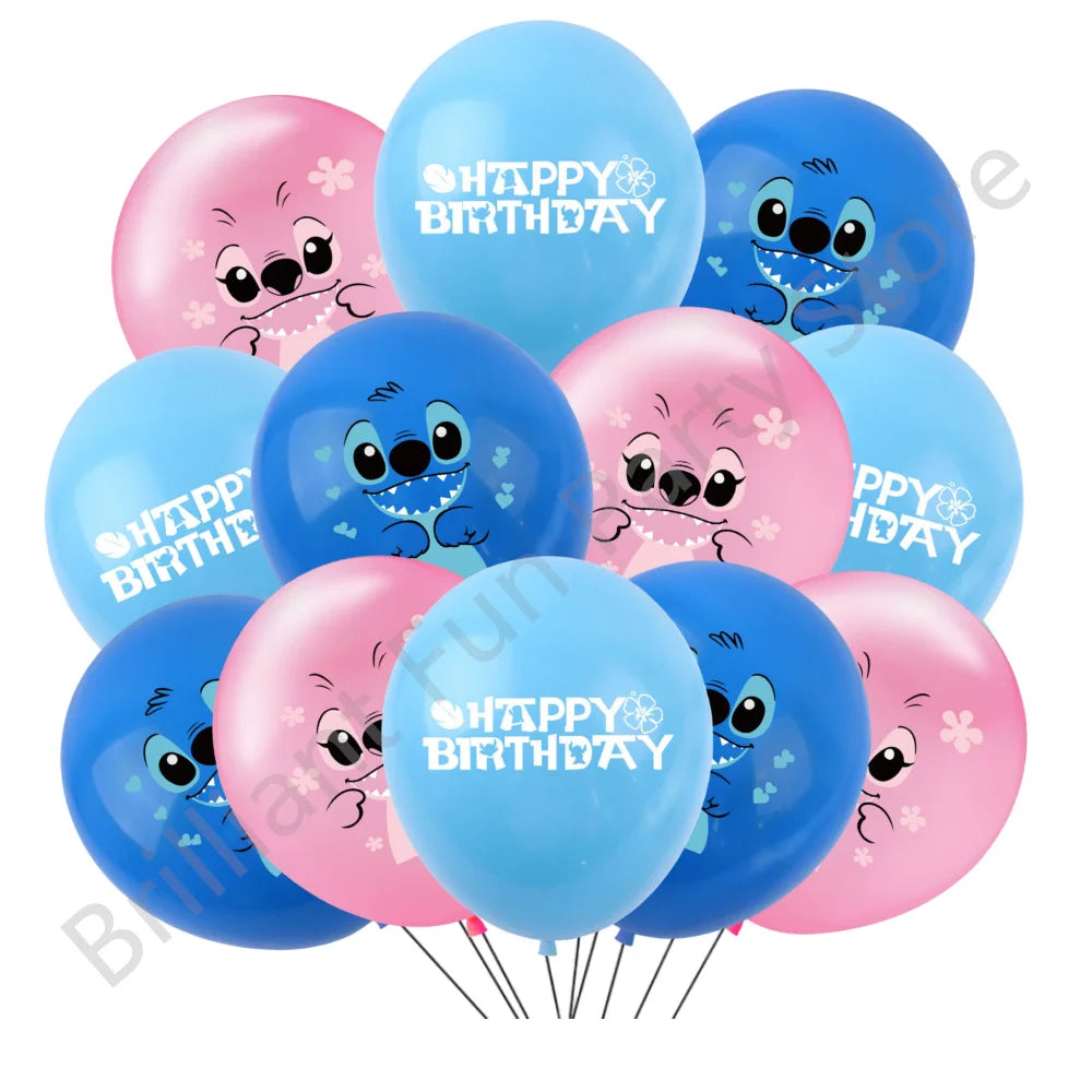 12Pcs Disney Lilo & Stitch Party Balloons 12Inch Latex Balloon Set Baby Shower Boy Girl Birthday Party Decorations Kids Toy Gift