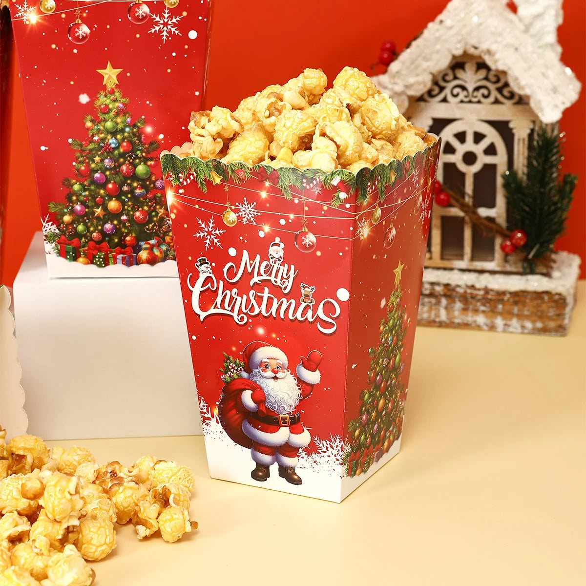 Santa Claus Snowman Christmas Candy Cookies Box Popcorn Box Christmas Decorations for Home 2024 Navidad Noel Gifts New Year 2025