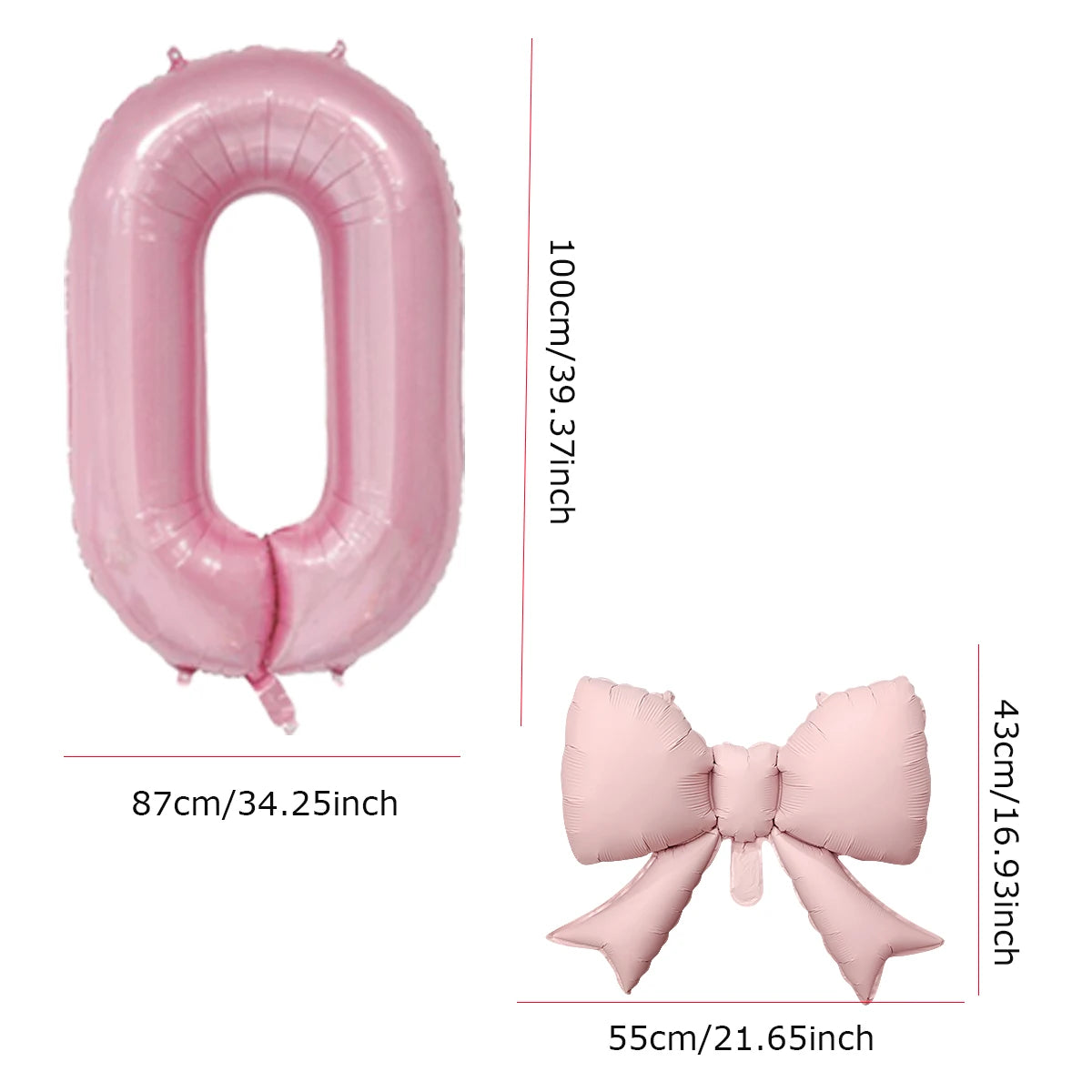2pcs 40inch Pink Bowknot Number Foil Balloons Wedding Birthday Party Decoration Anniversary Decor Photo Props Party Supplies