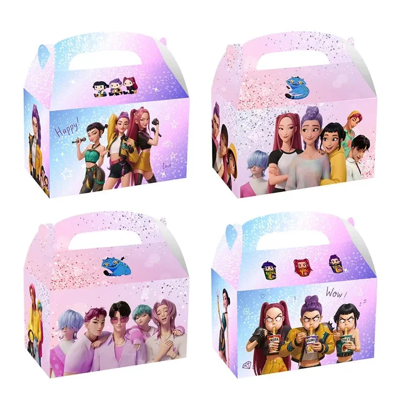 Kpop Demon 12/24/36pcs Set Hunters Saja Jongens Figuren Geschenkdoos Cartoon Draagbare Snoep Popcorn doos Verjaardagsfeestje Decoratie Cadeau