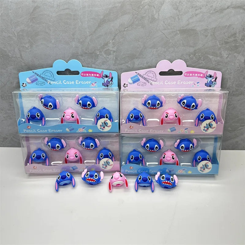 5 Pcs Disney Lilo & Stitch Eraser Cute Cartoon Stitch Lipstick Shape Eraser Fun Press Eraser School Supplies Stationery Gift