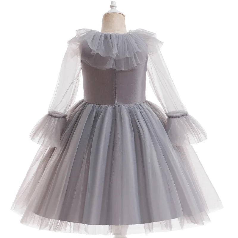 Gray Girls Joker Cosplay Halloween Costume Tutu Dress Creepy Clown Kids Carnival Party Clothes Children Tulle Fancy Party Dress