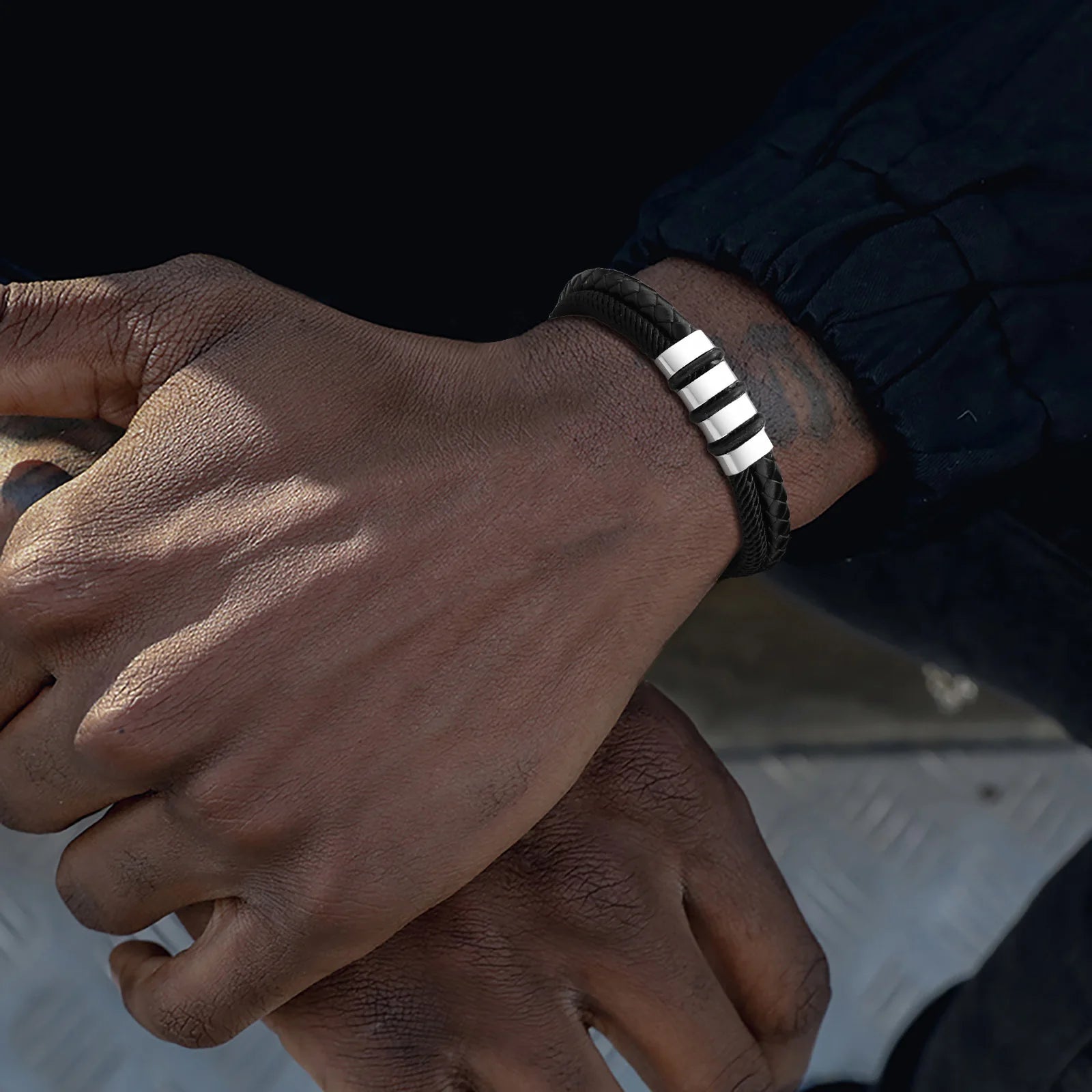 Vnox gratis gepersonaliseerde familienaam armbanden cadeau voor mannen papa opa, 3-5 roestvrijstalen kralen armbanden, liefde kerstcadeau