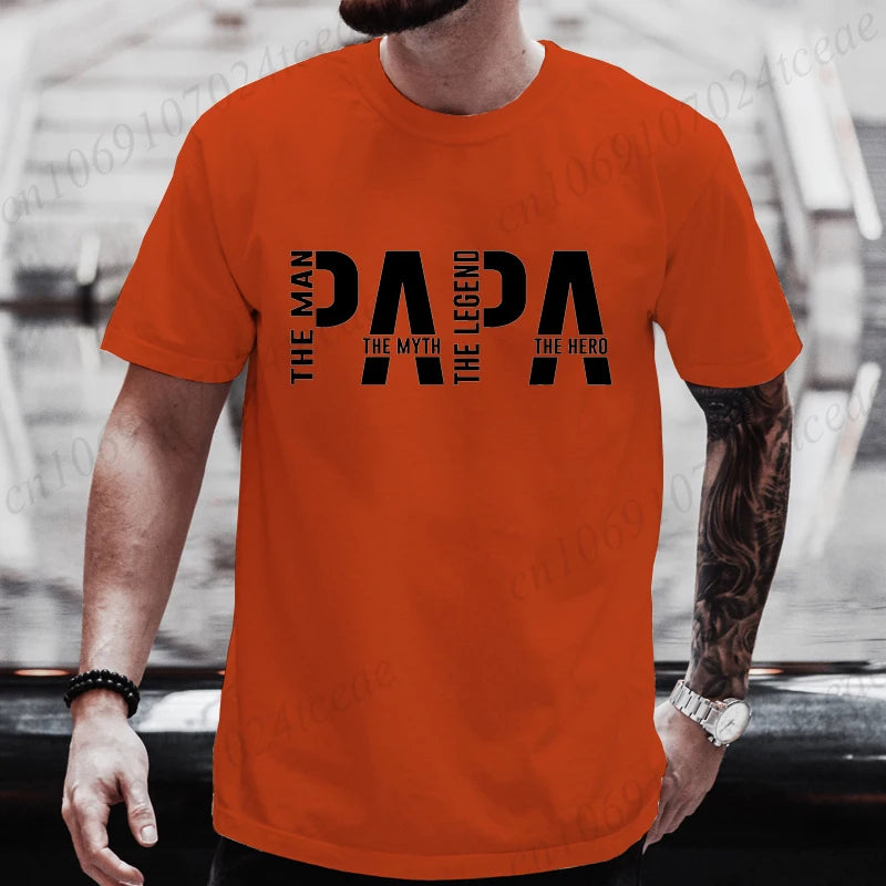 Papa De Man De Mythe De Legende Grappige T-shirt voor Mannen Kleding Papa T-shirt Korte Mouw T-shirt Mannen T-shirts Kleding tops