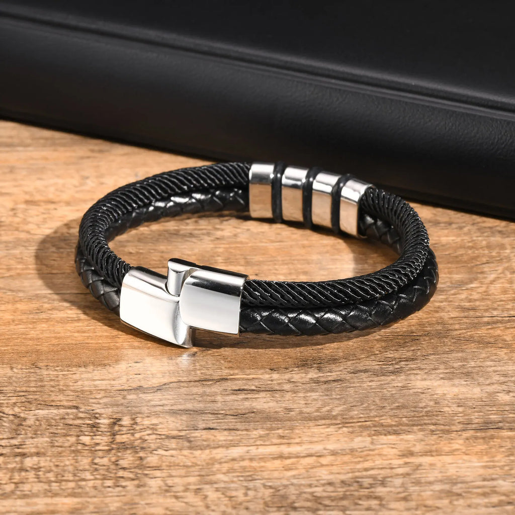 Vnox gratis gepersonaliseerde familienaam armbanden cadeau voor mannen papa opa, 3-5 roestvrijstalen kralen armbanden, liefde kerstcadeau