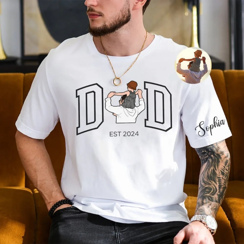 Aangepaste foto shirt voor papa Vaderdag tshirt, Vaderdag geschenken gepersonaliseerde papa portret shirt