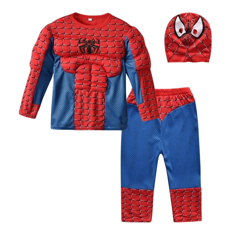 Superhero Hulk Captain America Cosplay Costume Boy Girl Clothes Spiderman Muscle Suit Halloween Carnival Birthday Party Outfits