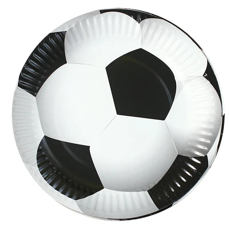Voetbal Thema Verjaardagsfeestje Decoratie Servies Set Ballon Kit Voetbal Party Jongen Meisje kind Gunsten Banner Achtergrond Cup Plaat