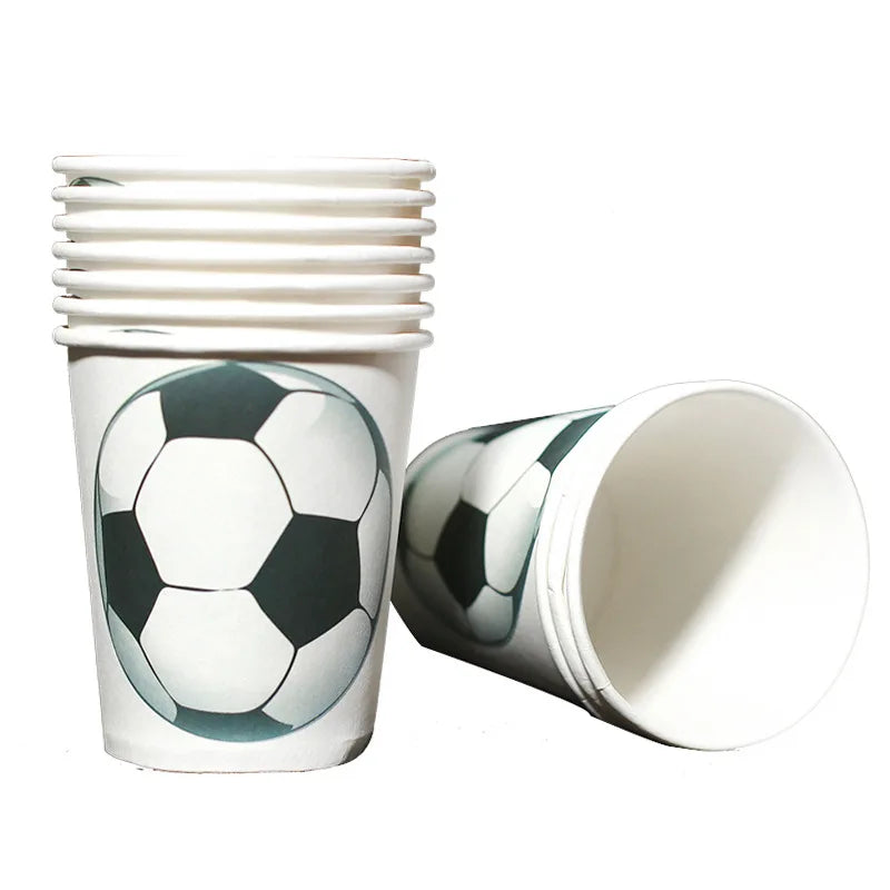 Voetbal Thema Verjaardagsfeestje Decoratie Servies Set Ballon Kit Voetbal Party Jongen Meisje kind Gunsten Banner Achtergrond Cup Plaat