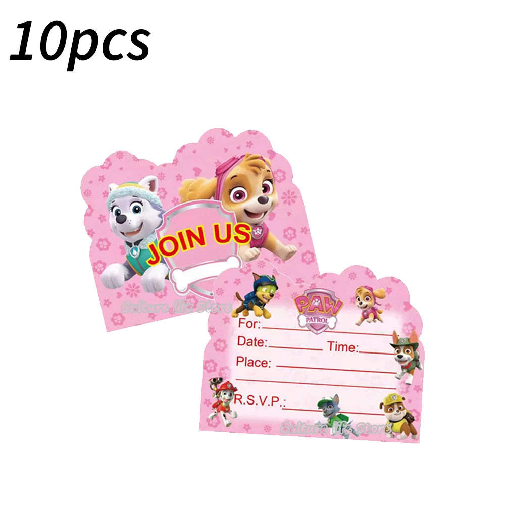 Roze Skye Paw Patrol Verjaardagsfeestje Decoratie Kinderdouche Jongens Meisjes Serviesbenodigdheden Tafelkleed Ballon Taart Topper Stro