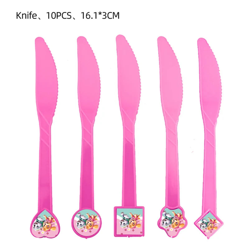 Roze Skye Paw Patrol Verjaardagsfeestje Decoratie Kinderdouche Jongens Meisjes Serviesbenodigdheden Tafelkleed Ballon Taart Topper Stro