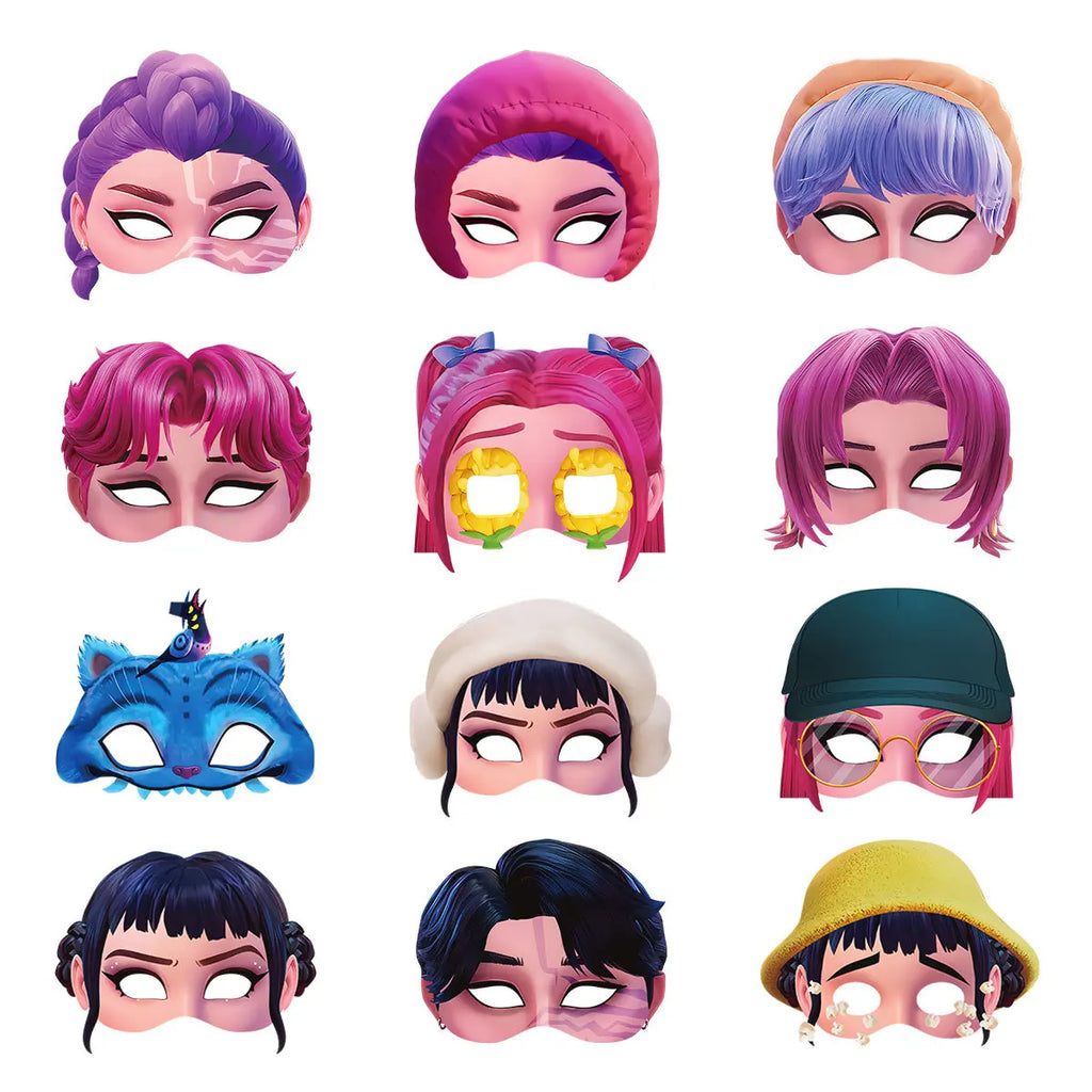 12 stks Kpop Demon Hunters Masker Kids Verjaardagsfeestje Cosplay Party Fotografie Props Decoraties Meisjes Jongens Halloween Party Geschenken