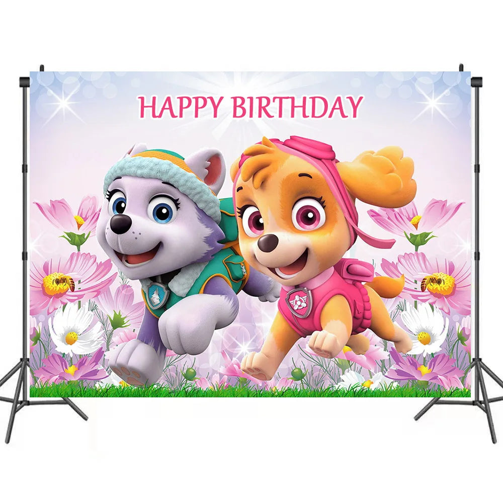 Roze Skye Paw Patrol Verjaardagsfeestje Decoratie Kinderdouche Jongens Meisjes Serviesbenodigdheden Tafelkleed Ballon Taart Topper Stro