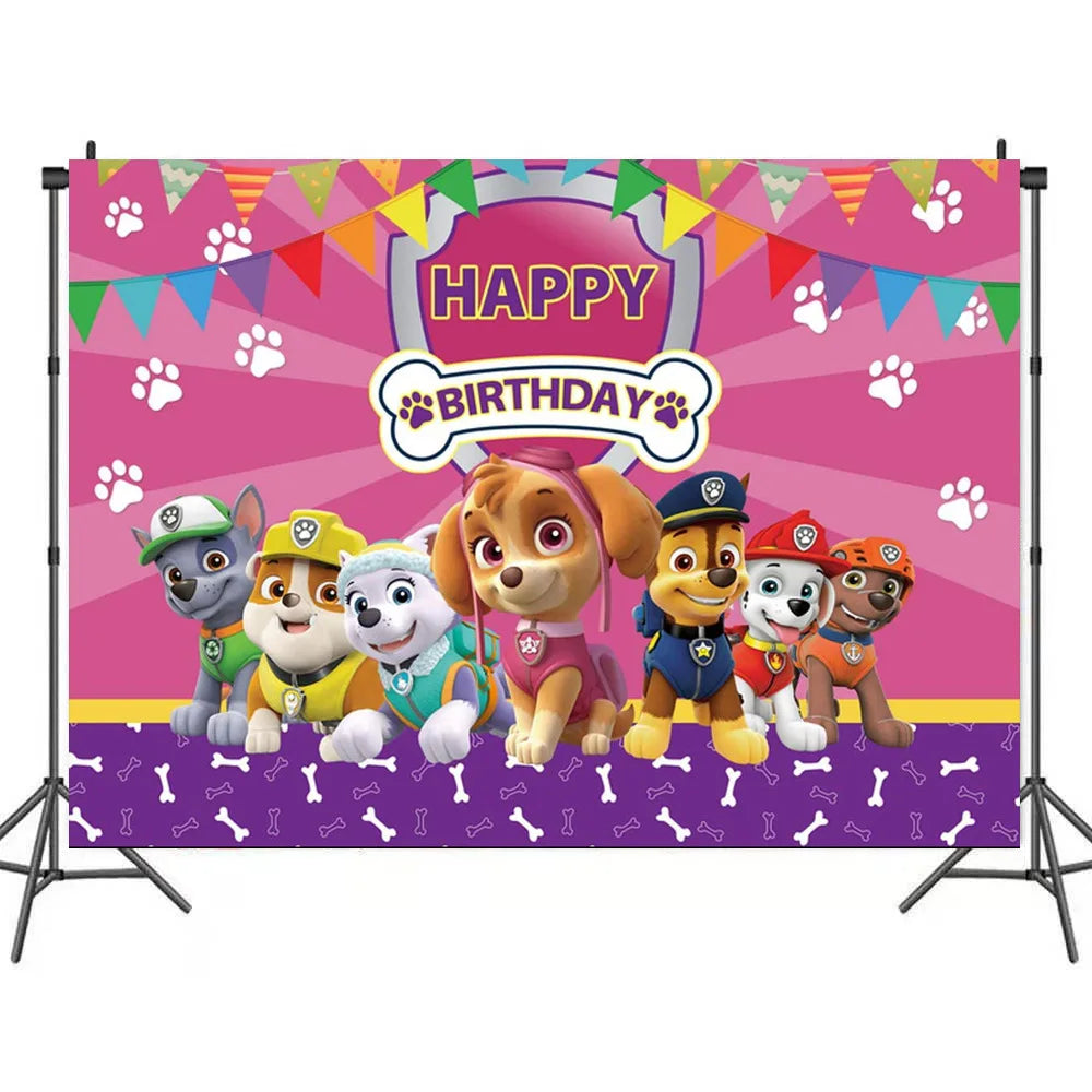 Roze Skye Paw Patrol Verjaardagsfeestje Decoratie Kinderdouche Jongens Meisjes Serviesbenodigdheden Tafelkleed Ballon Taart Topper Stro