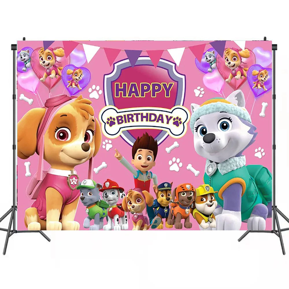 Roze Skye Paw Patrol Verjaardagsfeestje Decoratie Kinderdouche Jongens Meisjes Serviesbenodigdheden Tafelkleed Ballon Taart Topper Stro