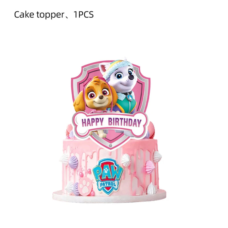 Roze Skye Paw Patrol Verjaardagsfeestje Decoratie Kinderdouche Jongens Meisjes Serviesbenodigdheden Tafelkleed Ballon Taart Topper Stro