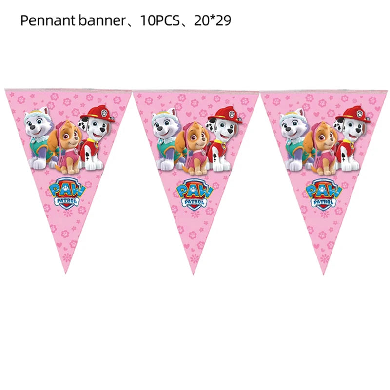 Roze Skye Paw Patrol Verjaardagsfeestje Decoratie Kinderdouche Jongens Meisjes Serviesbenodigdheden Tafelkleed Ballon Taart Topper Stro