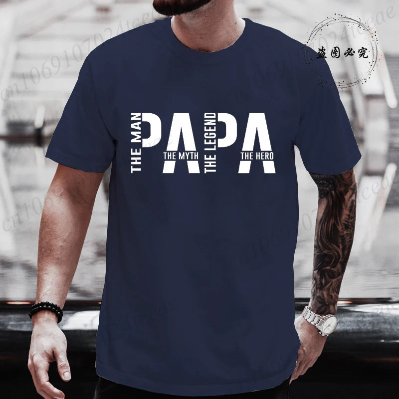 Papa De Man De Mythe De Legende Grappige T-shirt voor Mannen Kleding Papa T-shirt Korte Mouw T-shirt Mannen T-shirts Kleding tops