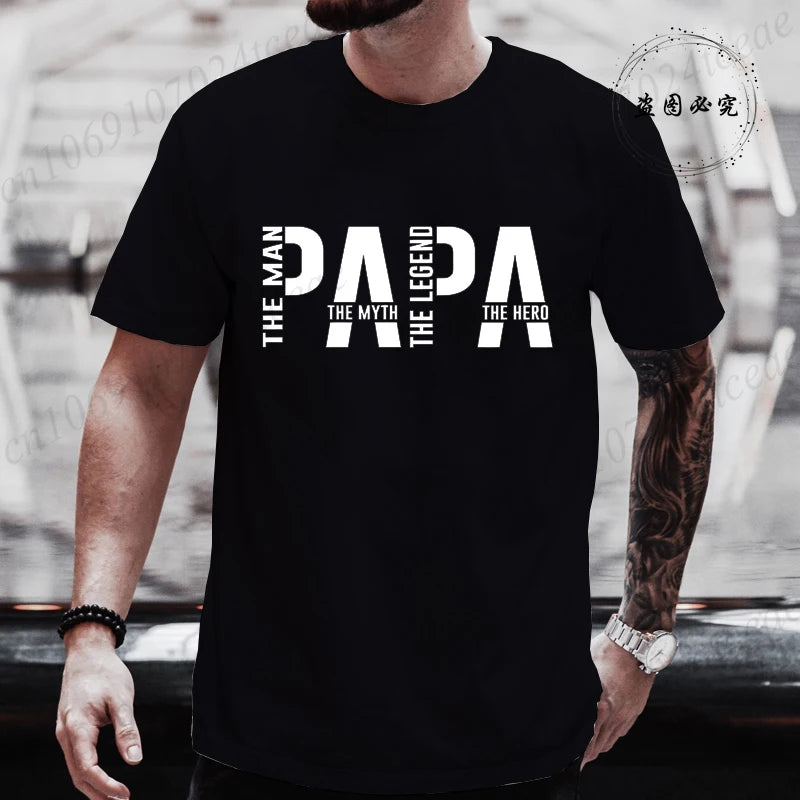 Papa De Man De Mythe De Legende Grappige T-shirt voor Mannen Kleding Papa T-shirt Korte Mouw T-shirt Mannen T-shirts Kleding tops