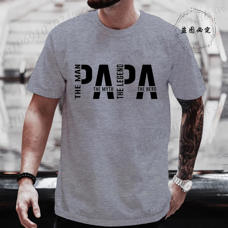 Papa De Man De Mythe De Legende Grappige T-shirt voor Mannen Kleding Papa T-shirt Korte Mouw T-shirt Mannen T-shirts Kleding tops