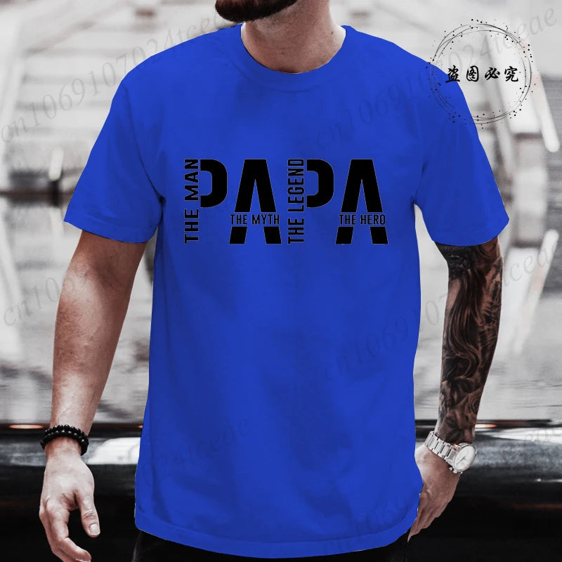 Papa De Man De Mythe De Legende Grappige T-shirt voor Mannen Kleding Papa T-shirt Korte Mouw T-shirt Mannen T-shirts Kleding tops