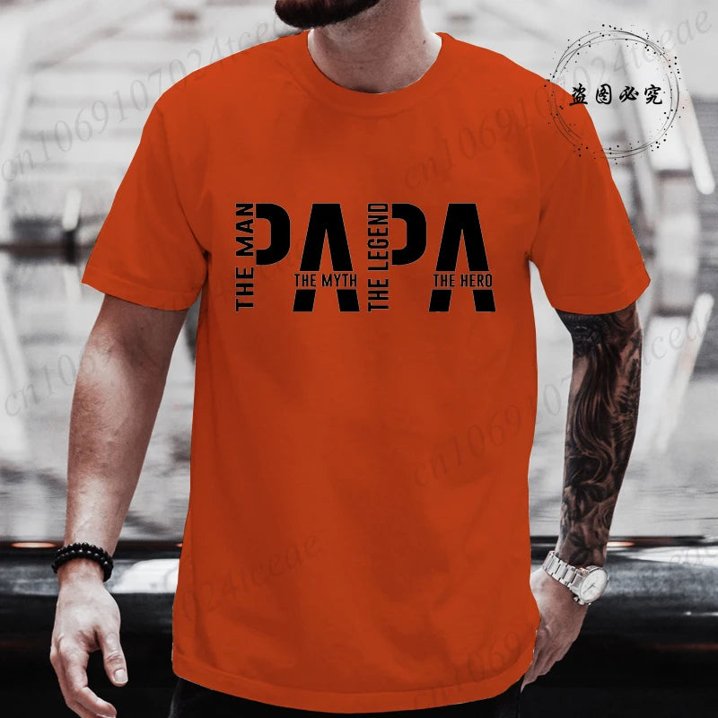 Papa De Man De Mythe De Legende Grappige T-shirt voor Mannen Kleding Papa T-shirt Korte Mouw T-shirt Mannen T-shirts Kleding tops