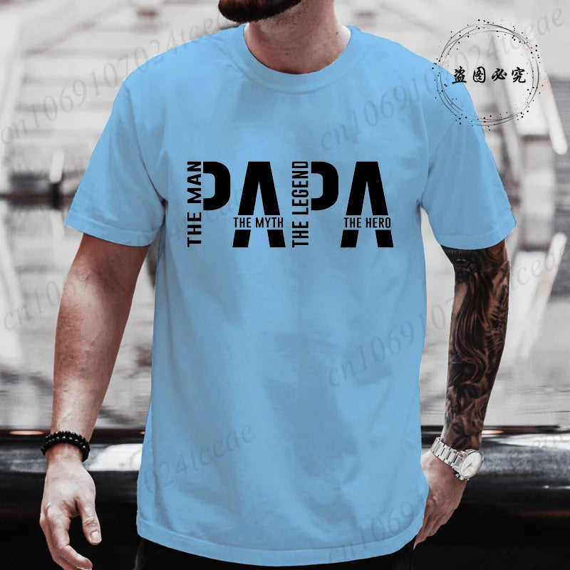 Papa De Man De Mythe De Legende Grappige T-shirt voor Mannen Kleding Papa T-shirt Korte Mouw T-shirt Mannen T-shirts Kleding tops