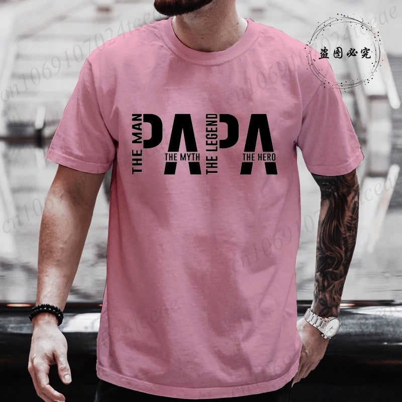 Papa De Man De Mythe De Legende Grappige T-shirt voor Mannen Kleding Papa T-shirt Korte Mouw T-shirt Mannen T-shirts Kleding tops