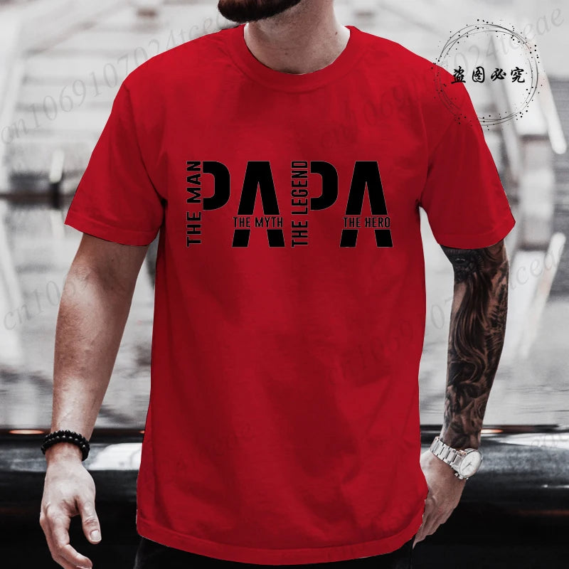 Papa De Man De Mythe De Legende Grappige T-shirt voor Mannen Kleding Papa T-shirt Korte Mouw T-shirt Mannen T-shirts Kleding tops