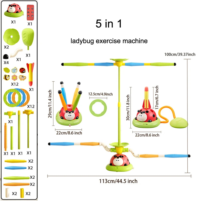 Lieveheersbeestje Sport Entertainment Spel Speelgoed Multifunctionele touwtjespringen Machine Beentje Sprong Raketwerper Outdoor Educatief