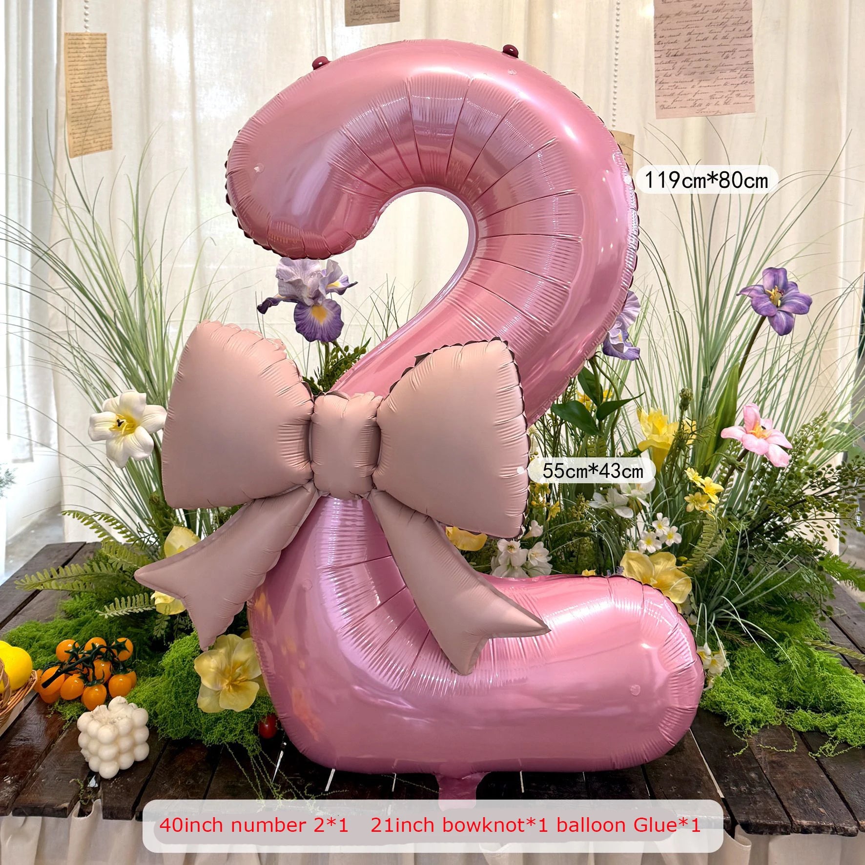 2pcs 40inch Pink Bowknot Number Foil Balloons Wedding Birthday Party Decoration Anniversary Decor Photo Props Party Supplies