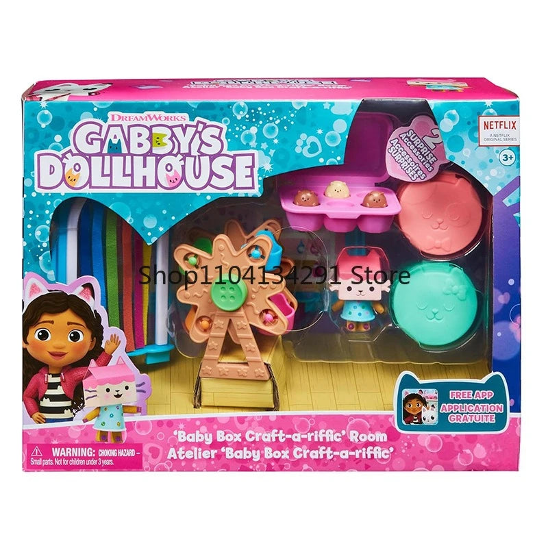 Gabby's Dollhouse Toys Baby Box Cat Craft-A-Riffic Room Gabby Magic House Deluxe Figure Playhouse Set Girl Play House Toys Gifts