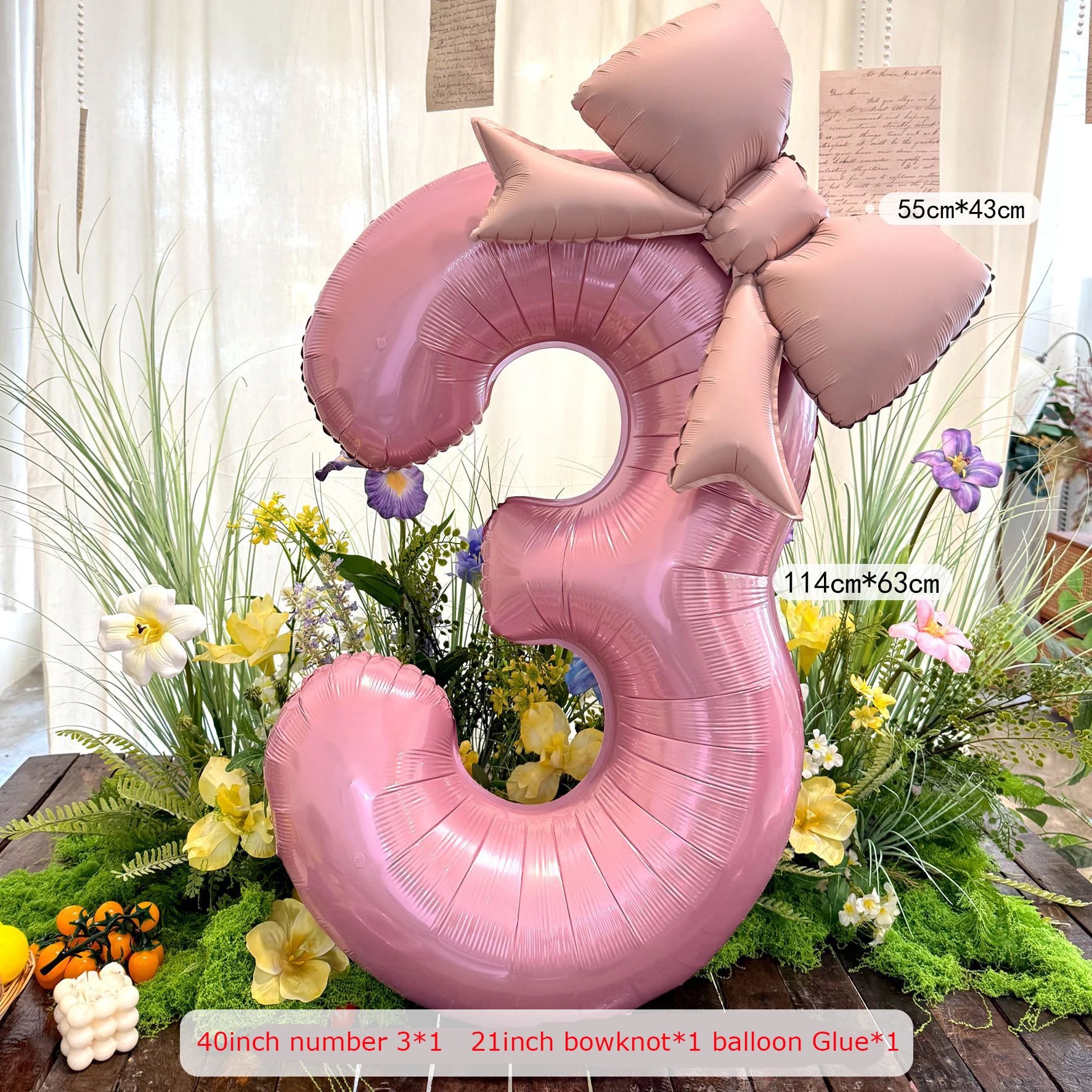 2pcs 40inch Pink Bowknot Number Foil Balloons Wedding Birthday Party Decoration Anniversary Decor Photo Props Party Supplies