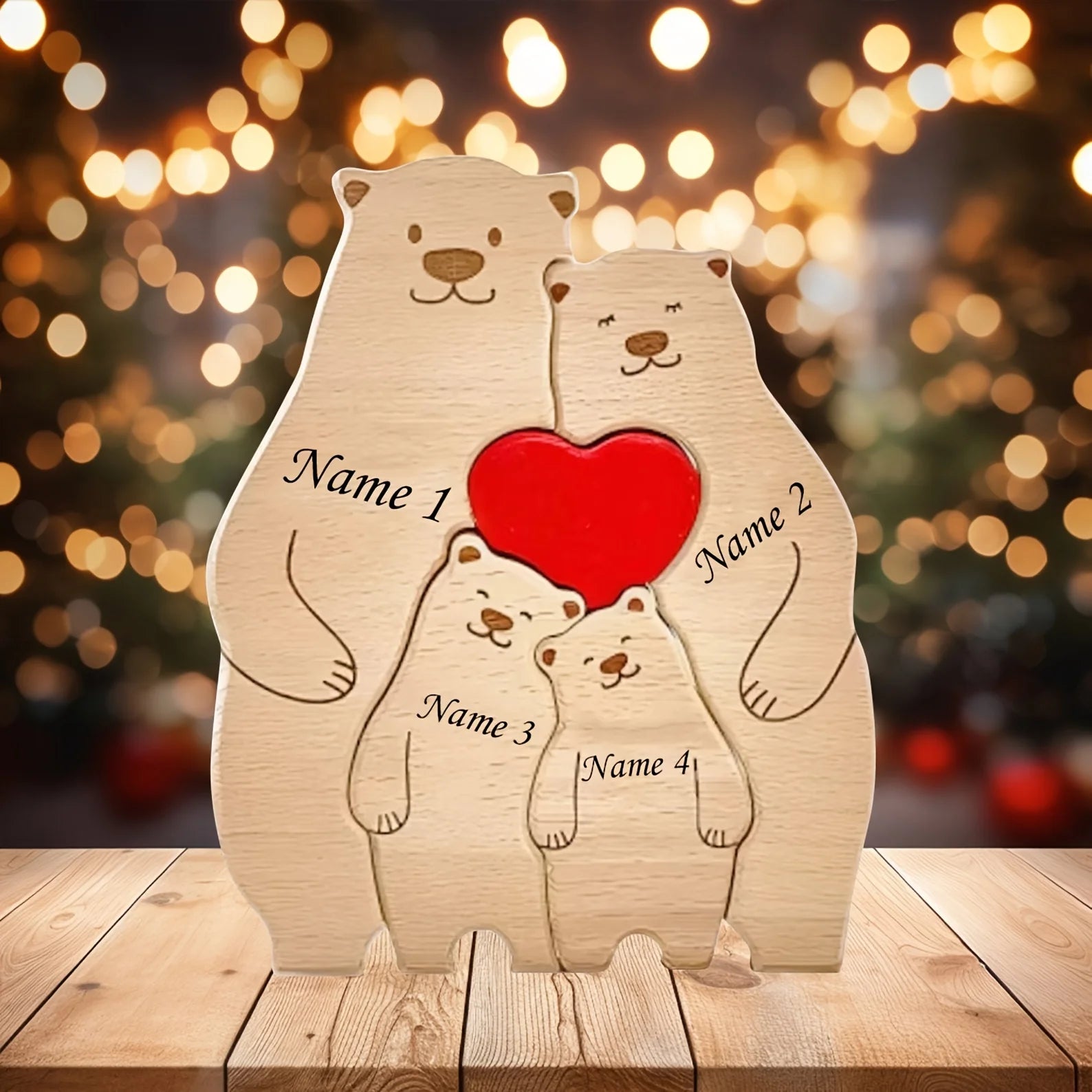 Gepersonaliseerde Familie Beer Puzzel Decor Aangepaste Namen Past op 2-6 Namen Rustieke Houten Beren Seizoensgebonden Decor voor Moeder & Vaderdag