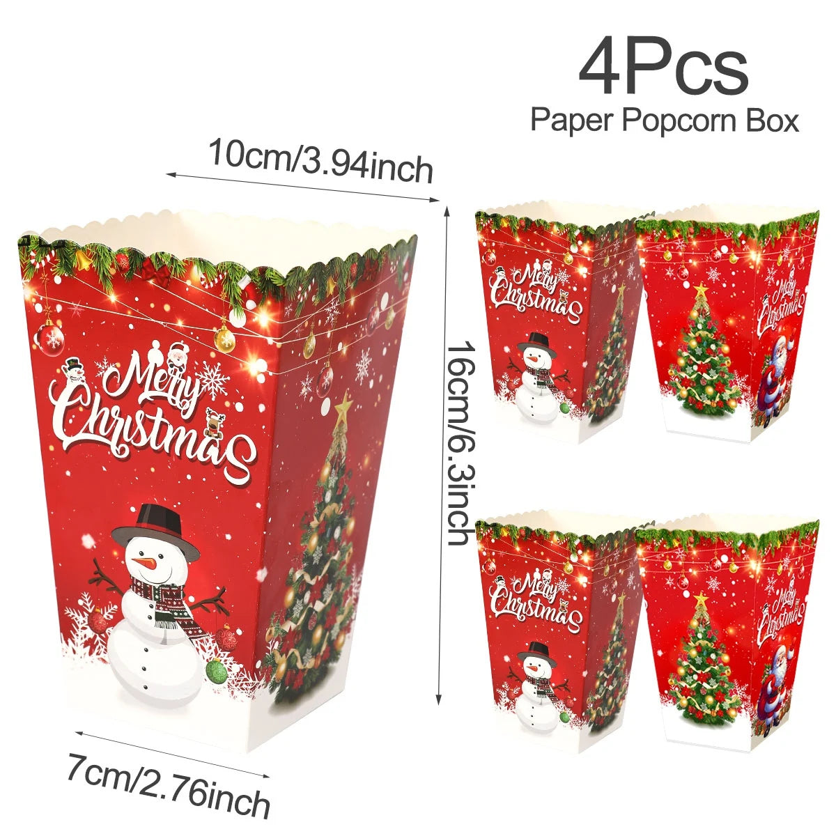 Santa Claus Snowman Christmas Candy Cookies Box Popcorn Box Christmas Decorations for Home 2024 Navidad Noel Gifts New Year 2025