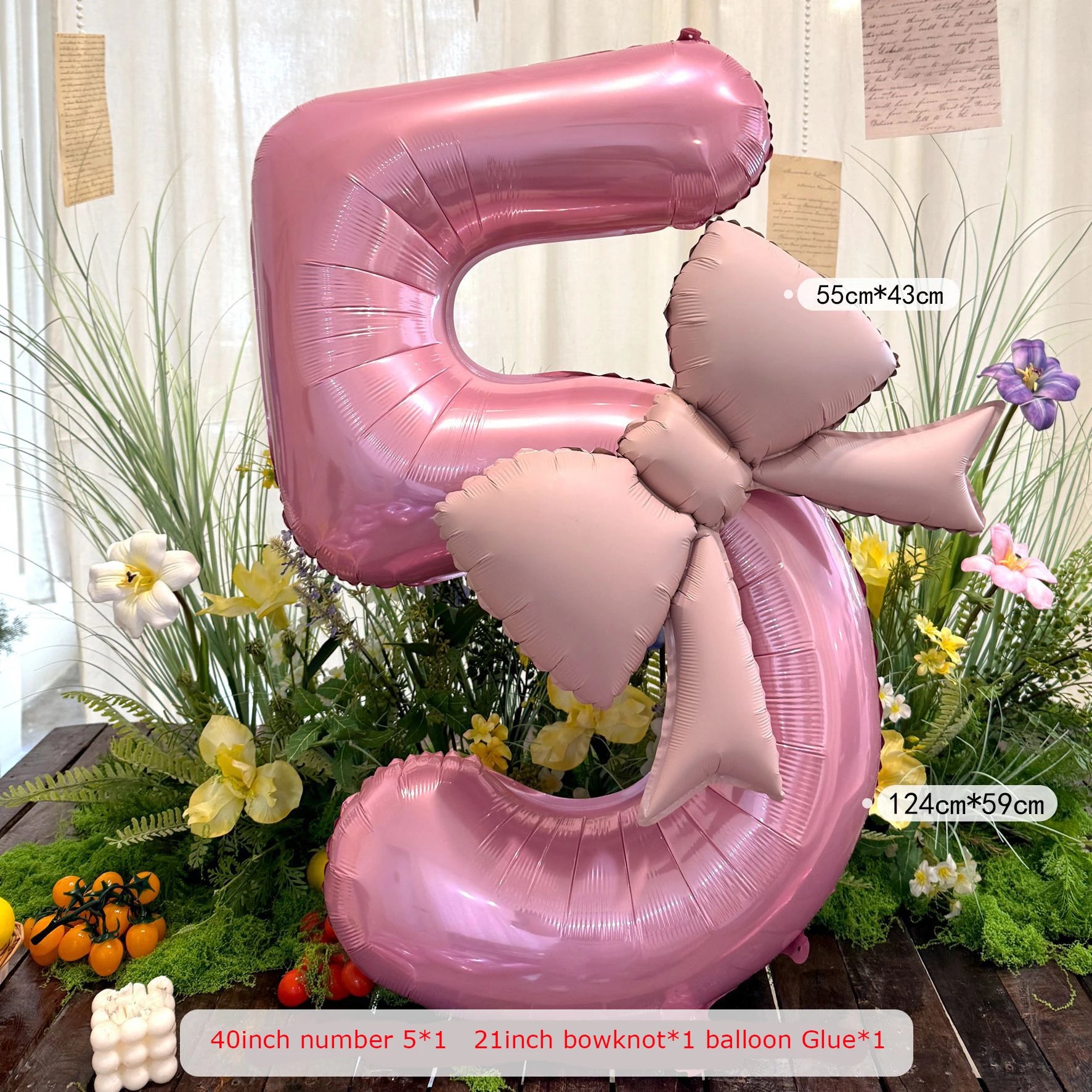 2pcs 40inch Pink Bowknot Number Foil Balloons Wedding Birthday Party Decoration Anniversary Decor Photo Props Party Supplies