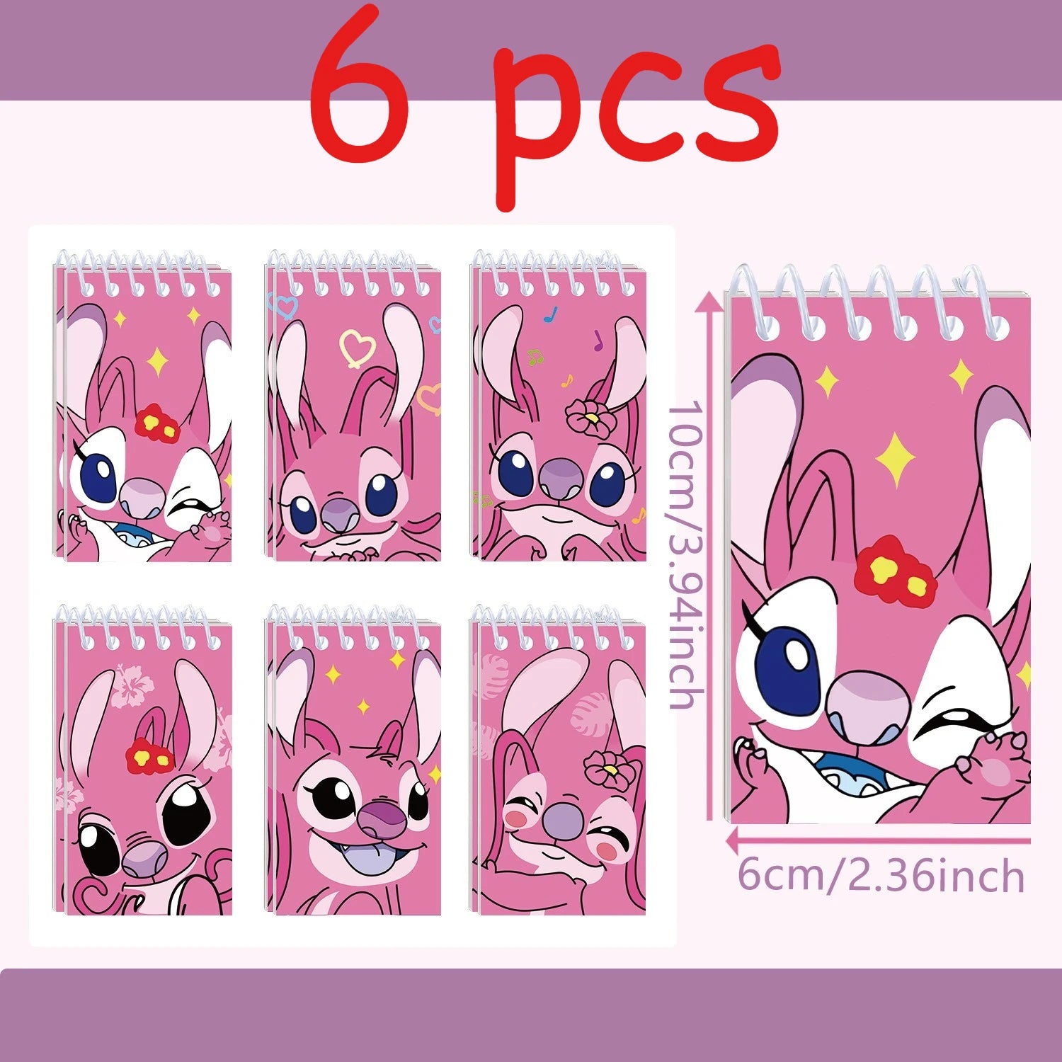 12pcs Stitch and Angel Children's Notebook and Ballpoint Pen Stationery Set, Spiral Notebook, Notepad, Birthday Gift