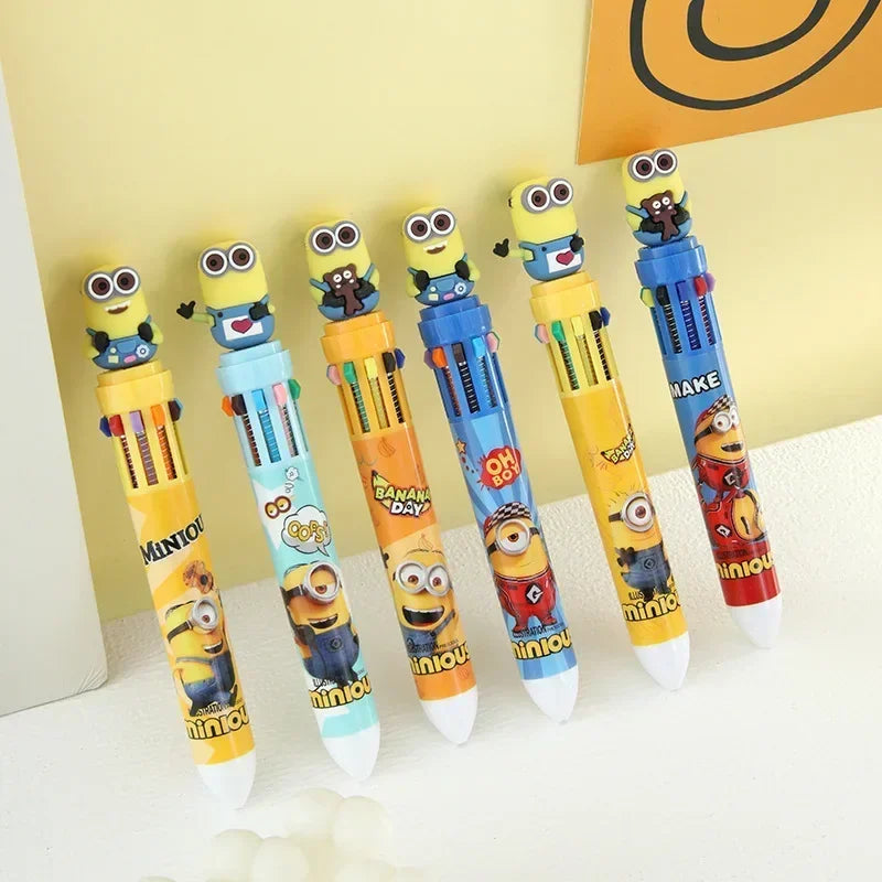 Anime Minioned 10-Kleur Balpen Despicable Me Cosplay Mark Handbediende Pen 6 Stijlen Kinderen Student Briefpapier Gift speelgoed