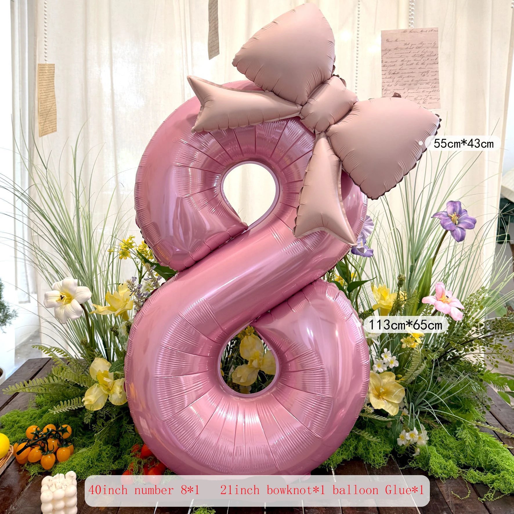 2pcs 40inch Pink Bowknot Number Foil Balloons Wedding Birthday Party Decoration Anniversary Decor Photo Props Party Supplies