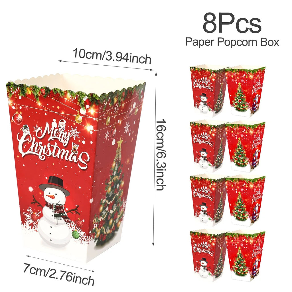 Santa Claus Snowman Christmas Candy Cookies Box Popcorn Box Christmas Decorations for Home 2024 Navidad Noel Gifts New Year 2025