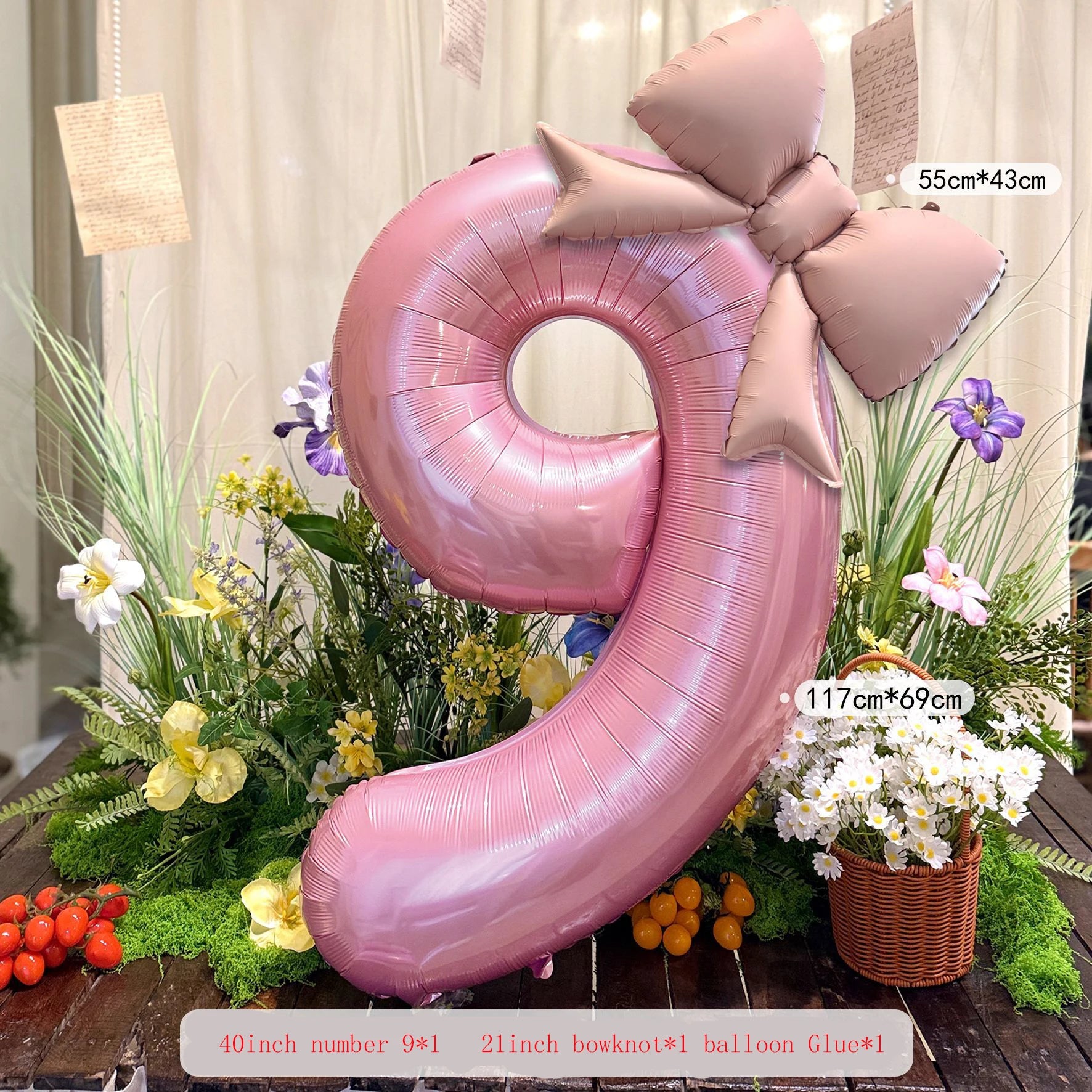 2pcs 40inch Pink Bowknot Number Foil Balloons Wedding Birthday Party Decoration Anniversary Decor Photo Props Party Supplies