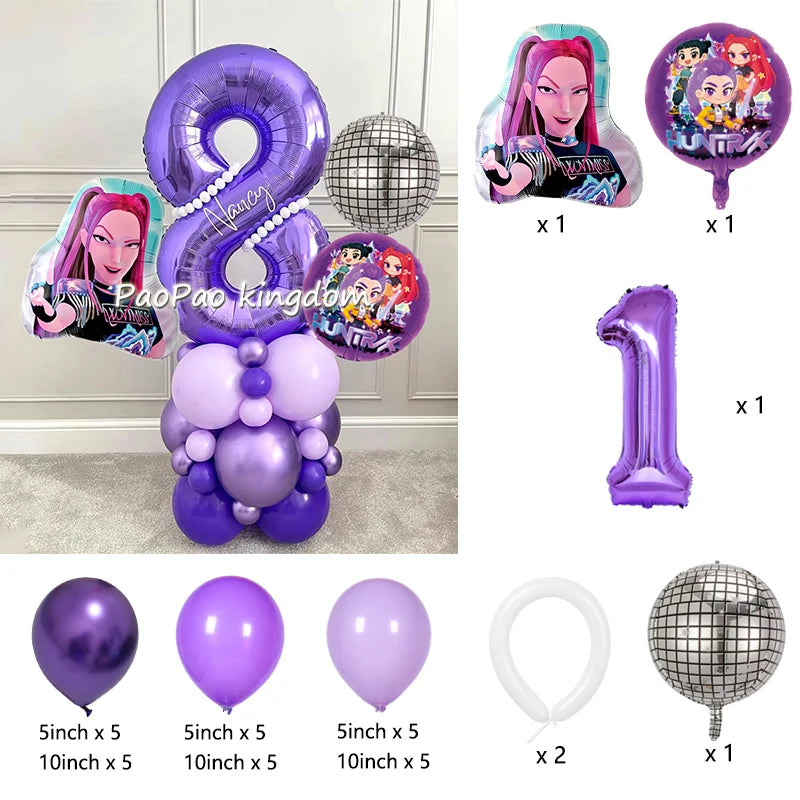 Kpop Demon Hunters Thema Aluminium Ballonnen Set Baby Douche Verjaardagsfeestje Decoratie Benodigdheden Shell Conch Globos